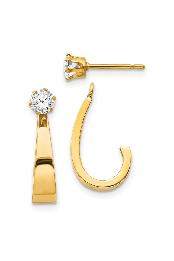 14k Yellow Gold J Hoop Stud Earring Jackets