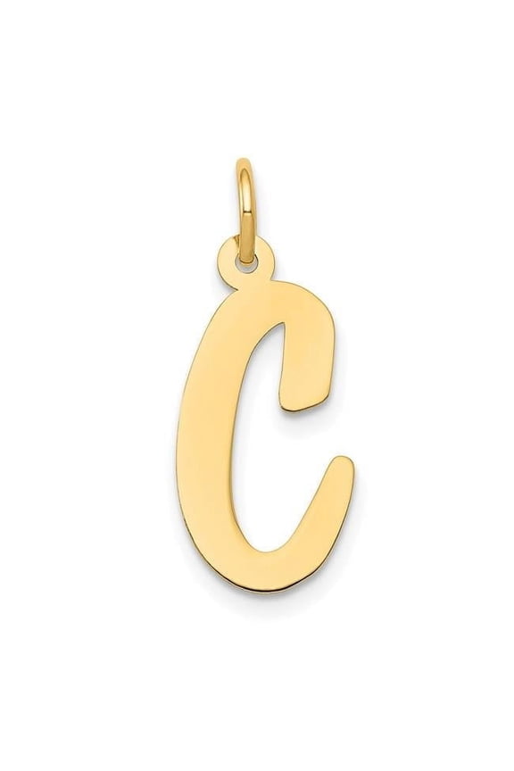 14K Yellow Gold Large Script Letter C Initial Charm