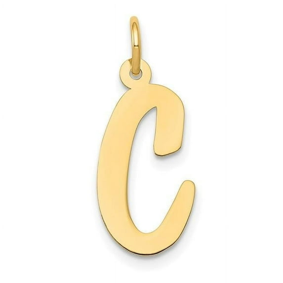 Finest Gold 14K Yellow Gold Large Script Letter C Initial Charm