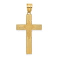 thumbnail image 1 of 14k Yellow Gold Solid Polished Laser Etched Laser Designed Religious Faith Cross Pendant Necklace 41x22mm Pendant for Wo, 1 of 4