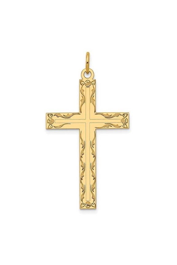 14K Yellow Gold Laser Designed Cross Pendant