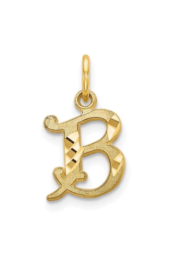 14k Yellow GoldSmall Script Design Letter B Initial Charm Pendant
