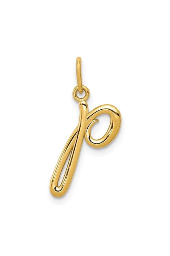 14k Yellow Gold Polished Letter Name Personalized Monogram Initial Charm Pendant Necklace for Women