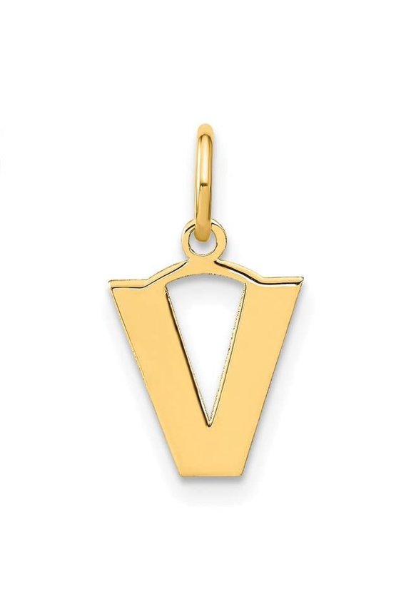 14K Yellow Gold Letter V Initial Pendant