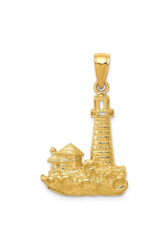 14K Yellow Gold Lighthouse Pendant