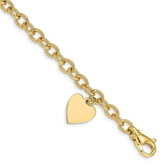 Finest Gold 14K Yellow Gold Link with Heart Charm 8.5 in. Bracelet