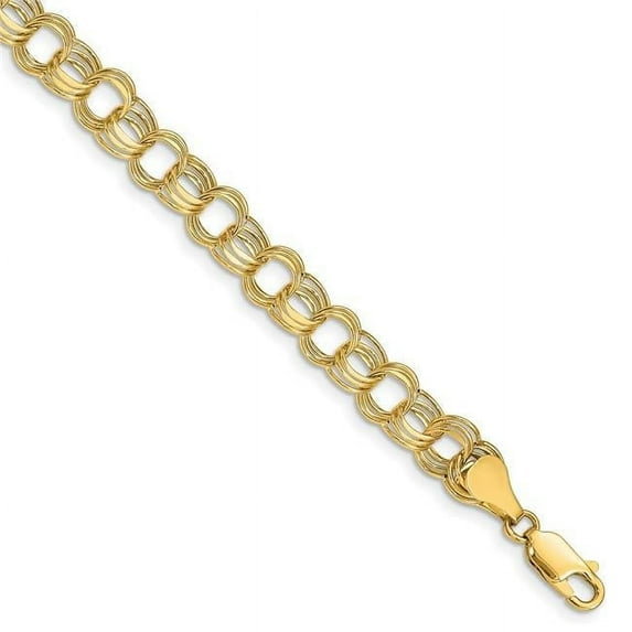 Finest Gold 14K Yellow Gold Lite 7 mm Triple Link Charm 7.5 in. Bracelet