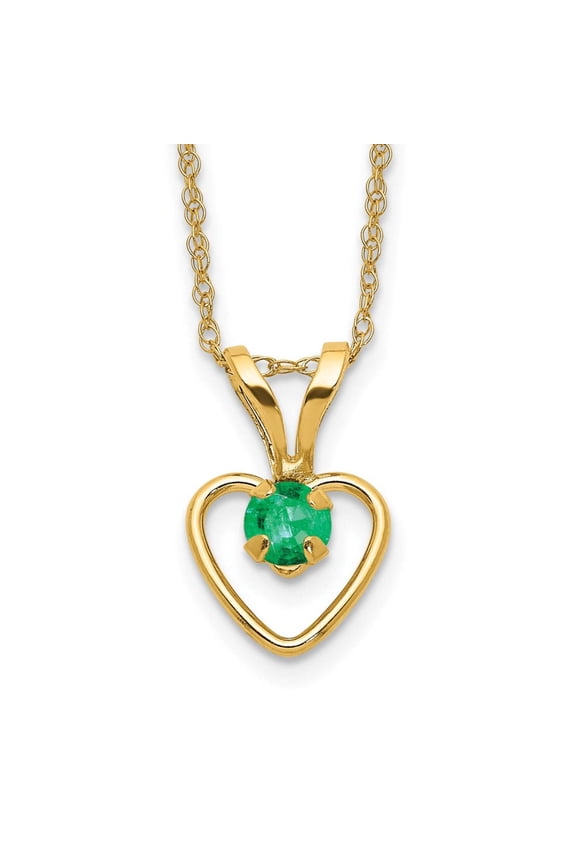 14k Yellow Gold Emerald Heart Necklace