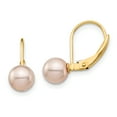 thumbnail image 1 of Finest Gold 14K Yellow Gold Madi K 6-7 mm Pink Round Freshwater Cultured Pearl Leverback Earrings, 1 of 3