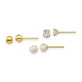 thumbnail image 1 of Madi K 14k  Ball, CZ & Freshwater Cultured Pearl 3 Pair Earring Set, 1 of 5