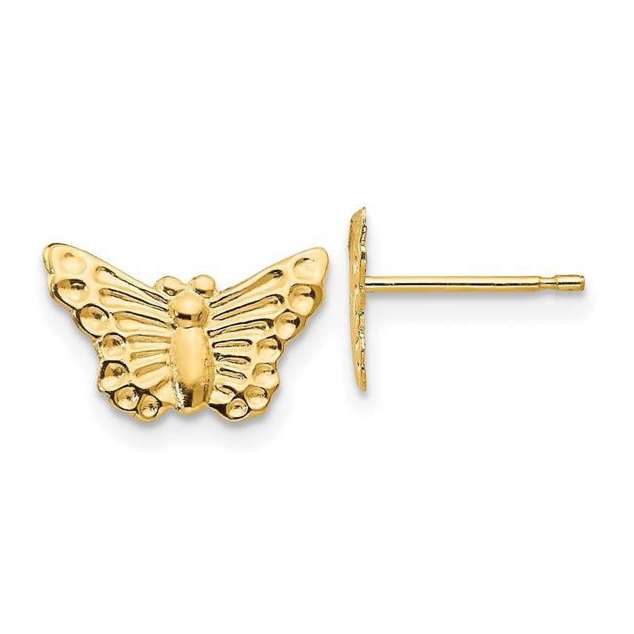 14k Yellow Gold Polished Butterfly Angel Wings Post Earrings 12x8mm Wide Stud Earring for Women