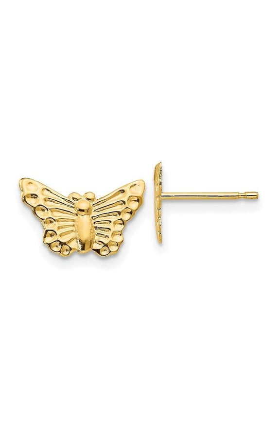 14k Yellow Gold Polished Butterfly Angel Wings Post Earrings 12x8mm Wide Stud Earring for Women