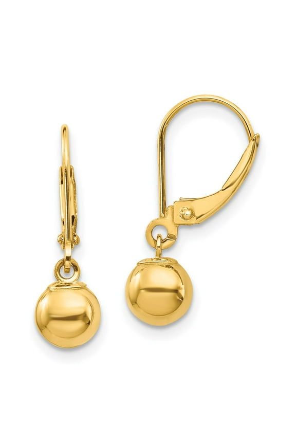 Madi K 14k Dangle 6mm Bead Leverback Earrings
