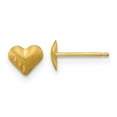 thumbnail image 1 of 14k Yellow Gold Hollow Post Sparkle Cut and Satin Puffed Love Heart Earrings Measures 4x5mm - Earring for Women, 1 of 5