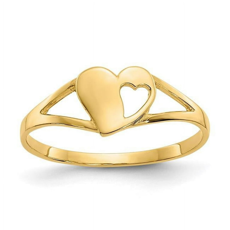 Finest Gold 14K Yellow Gold Madi K Heart Baby Ring Size 2