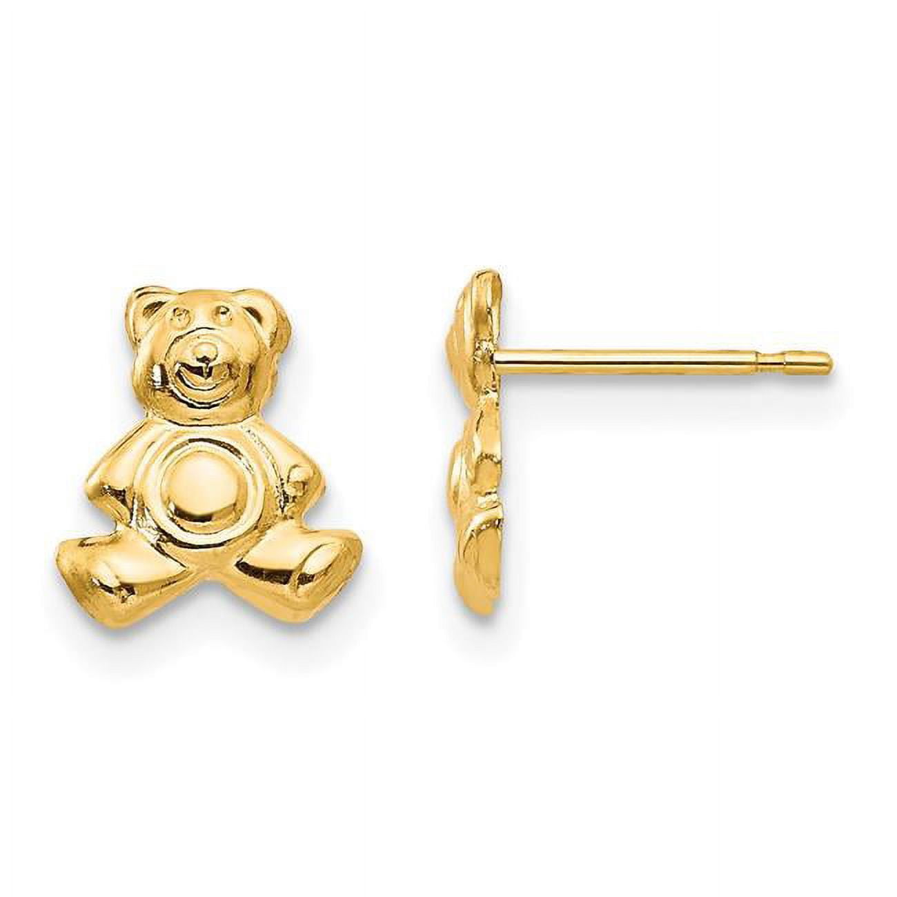 Finest Gold 14K Yellow Gold Madi K Teddy Bear Post Earrings - Walmart.com