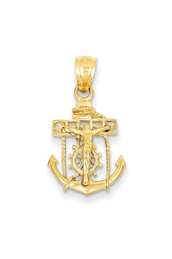 14K Yellow Gold Mariners Cross Pendant