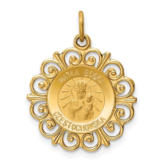 Finest Gold 14K Yellow Gold Matka Boska Medal Charm