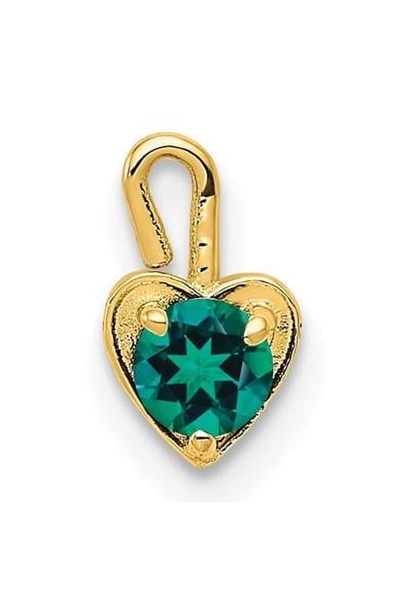 14k Yellow Gold May Birthstone Heart Charm