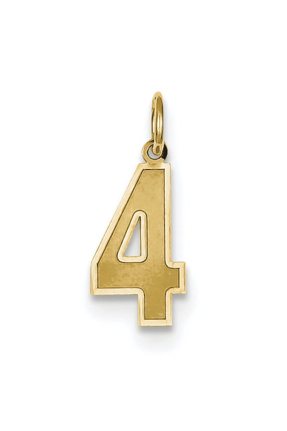 14K Yellow Gold Medium Satin Number 4 Charm