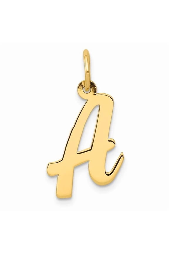 14k Yellow Gold Solid Polished Laser-cut Medium Script Letter Name Personalized Monogram Initial A Charm 19.5x13.1mm Pen