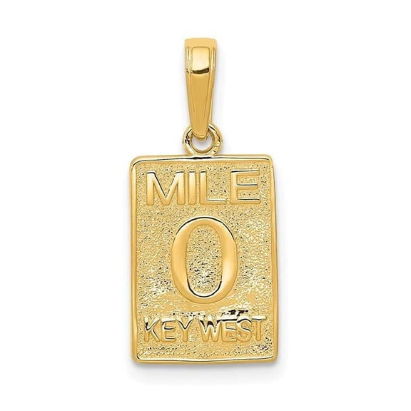 14k Yellow Gold Solid 0 KEY WEST Mile Marker Pendant