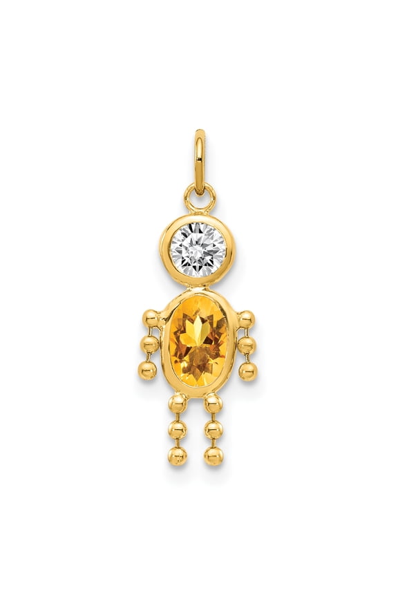 14k Yellow Gold November Boy Gemstone Charm