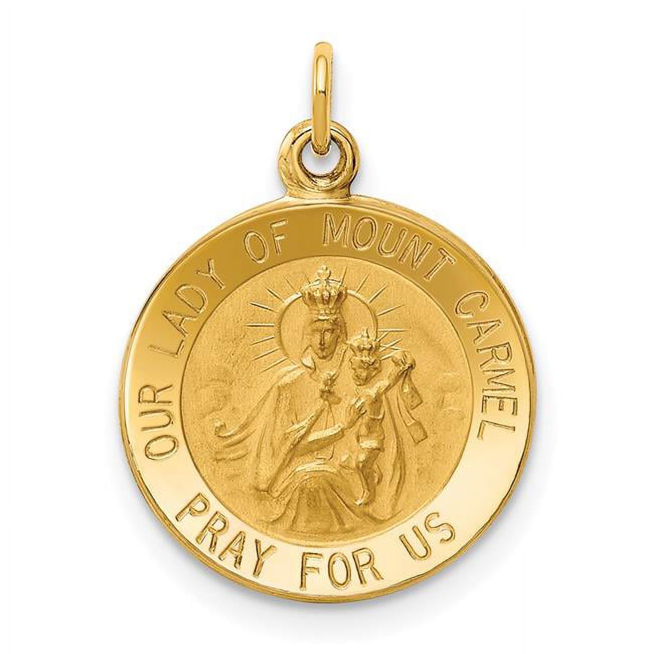 Finest Gold 14K Yellow Gold Our Lady of Mount Carmel Medal Charm ...