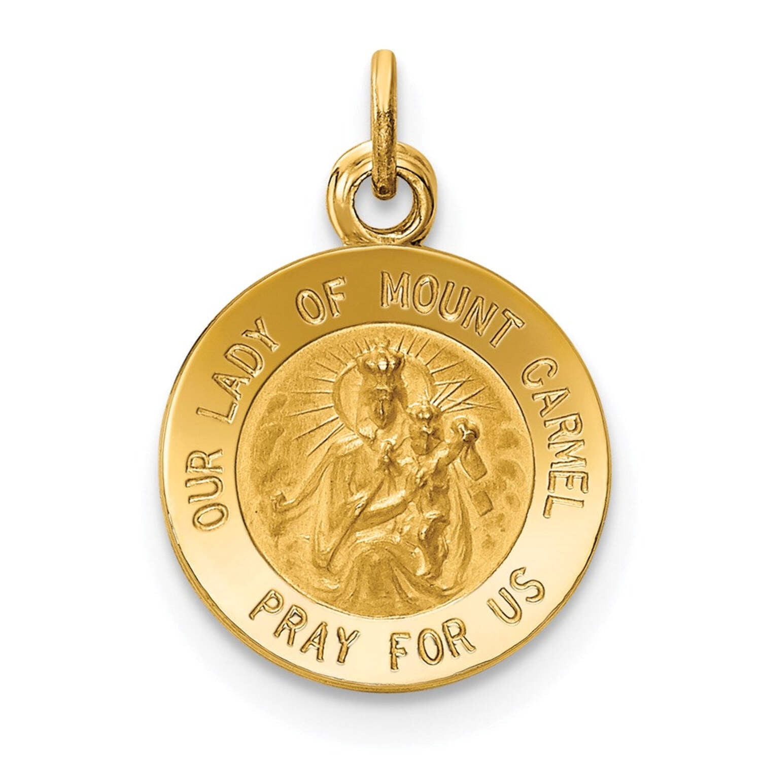 Finest Gold 14K Yellow Gold Our Lady of Mt. Carmel Medal Charm ...