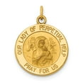 thumbnail image 1 of 14k Polished and Satin Solid Our Lady of Perpetual Help Medal Round Pendant, 1 of 2