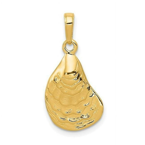 14k Yellow Gold Solid Polished Oyster Shell Pendant Necklace 24.5x13.3mm Pendant for Women