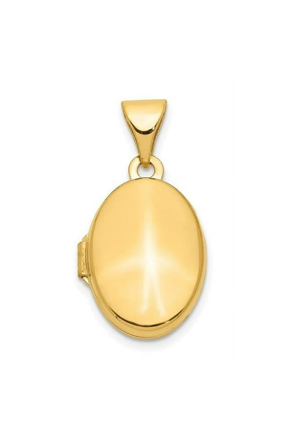 14k Yellow Gold Holds 2 photos Plain Polished Oval Locket 21x11mm Wide - Locket Necklace for Women
