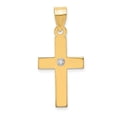 thumbnail image 1 of Finest Gold 14K Yellow Gold Polished 0.02CT Diamond Cross Pendant, 1 of 2