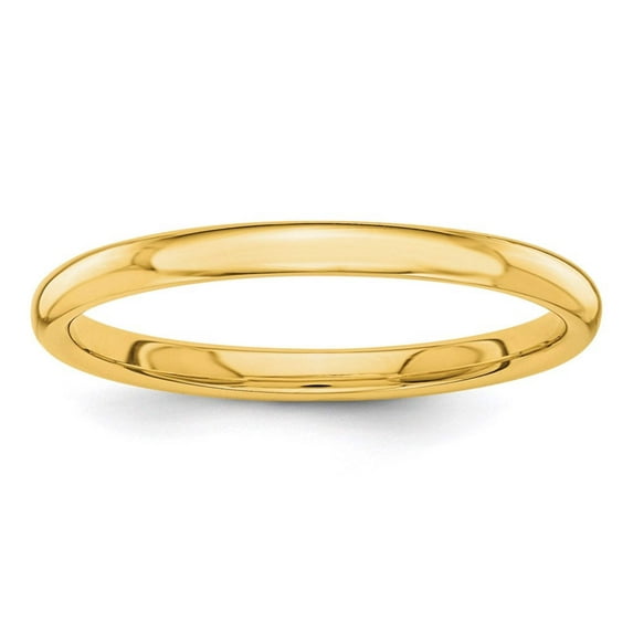 14k Yellow Gold Solid Polished 2mm Band Ring Size 7 Ring for Women and Men - 1.9 Grams