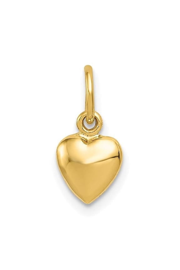 14K Yellow Gold Polished 3-D Puffed Heart Charm
