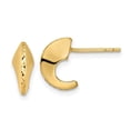 thumbnail image 1 of Finest Gold 14K Yellow Gold Polished Diamond-Cut Knife Edge J-Hoop Post Earrings, 1 of 2