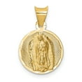 thumbnail image 1 of Finest Gold 14K Yellow Gold Polished Diamond-Cut Lady of Guadalupe Circle Pendant, 1 of 4