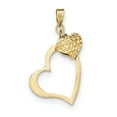 thumbnail image 1 of Finest Gold 14K Yellow Gold Polished & Diamond-Cut Open & Puffed 3D Heart Pendant, 1 of 2