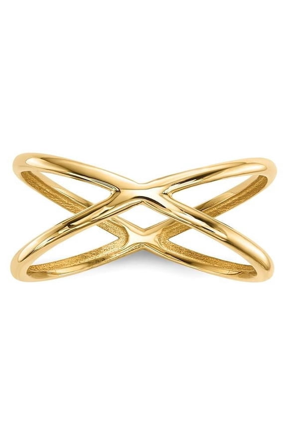 14K Yellow Gold Polished Double Ring - Size 7