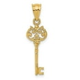thumbnail image 1 of 14K Yellow Gold Solid Flat Back Filigree Key Design Charm Pendant, 1 of 4
