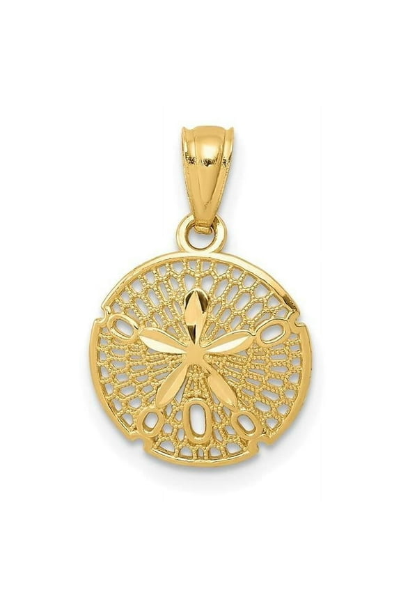 14K Yellow Gold Polished Filigree Sand Dollar Pendant
