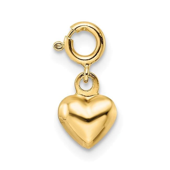 Finest Gold 14K Yellow Gold Polished Heart with Spring Ring Clasp Charm
