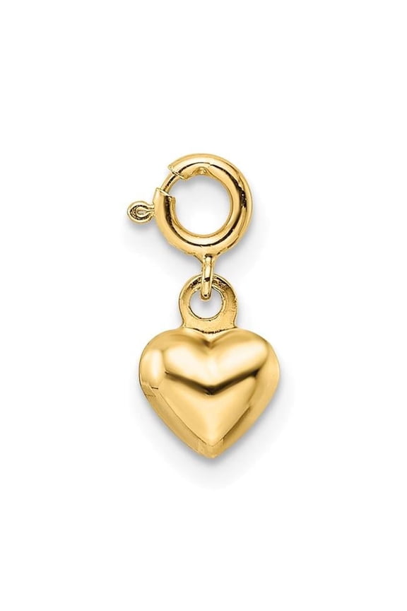 14K Yellow Gold Polished Heart with Spring Ring Clasp Charm