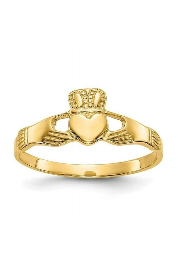 14k Yellow Gold Polished Ladies Irish Claddagh Celtic Trinity Knot Ring Size 6 Ring for Women