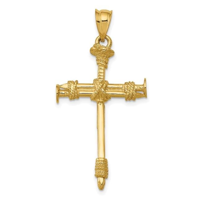 Finest Gold 14K Yellow Gold Polished Nail Cross Pendant