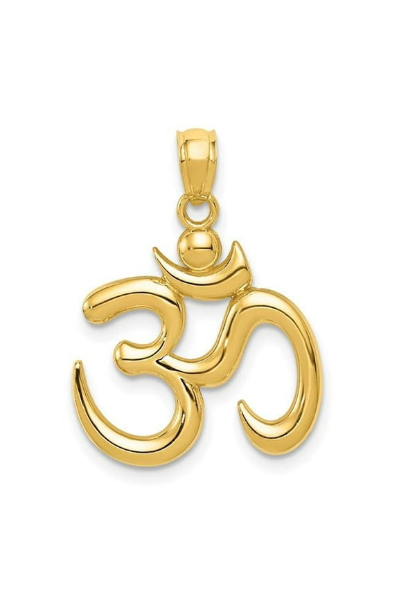 14k Yellow Gold Solid Open Back Polished Finish Om Symbol Charm Pendant