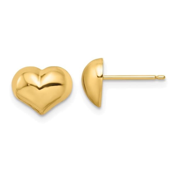 Finest Gold 14K Yellow Gold Polished Puffed Heart Post Earrings
