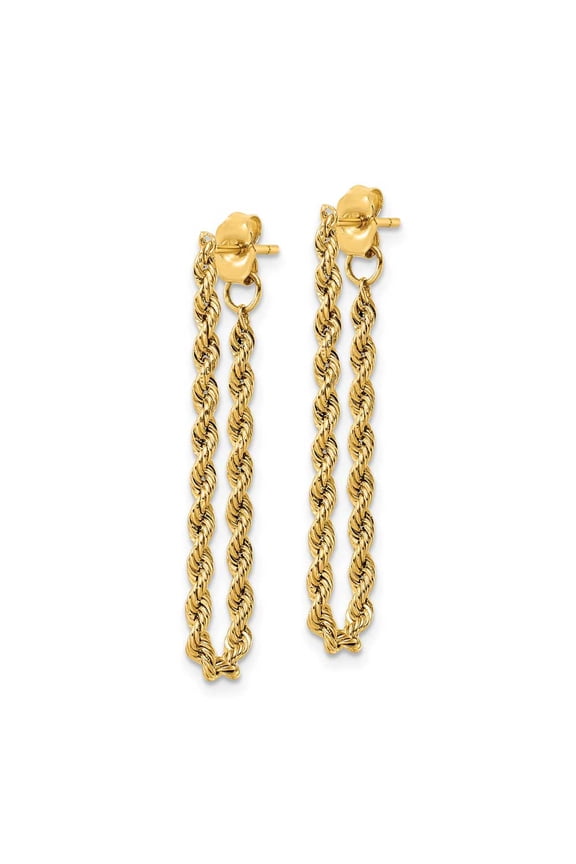 14K Yellow Gold Delicate Polished 2.15 mm Rope Post Earrings
