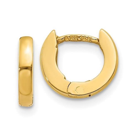 Finest Gold 14K Yellow Gold Polished Round Hinged Hoop Earrings