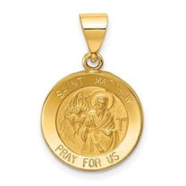Finest Gold 14K Yellow Gold Polished & Satin St Matthew Medal Hollow Pendant